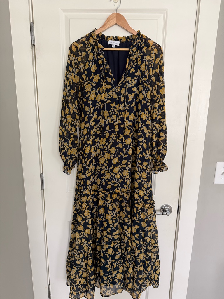 Lost + Wander Navy And Mustard Floral Maxi Dress